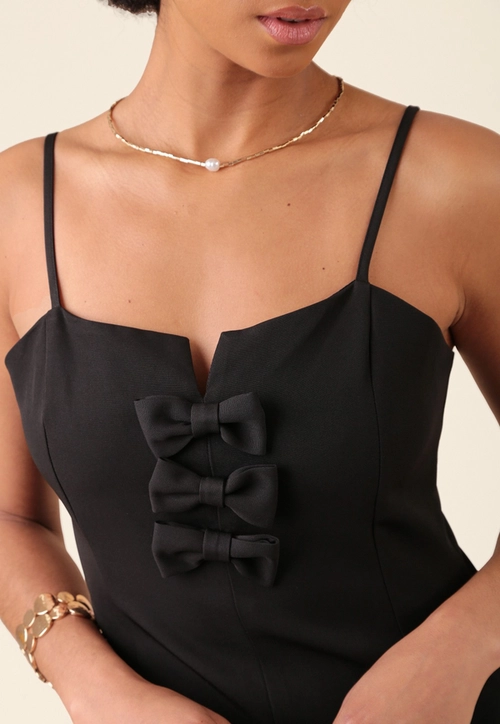Vestido Curto Em Alfaiataria Crepe Com Laços