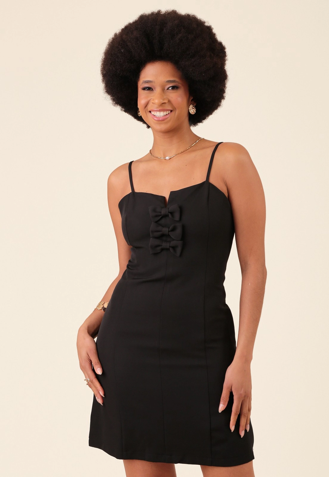 Vestido Curto Em Alfaiataria Crepe Com Laços