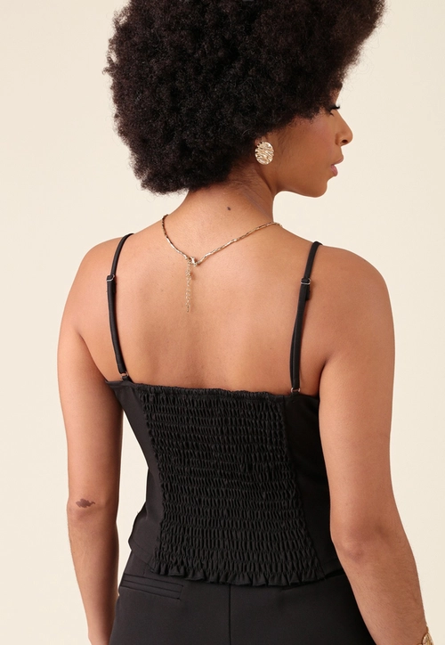 Blusa Em Alfaiataria Crepe Laço