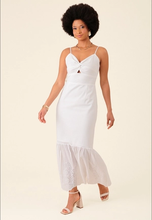 Vestido New Midi Com Alça Barra Em Laise