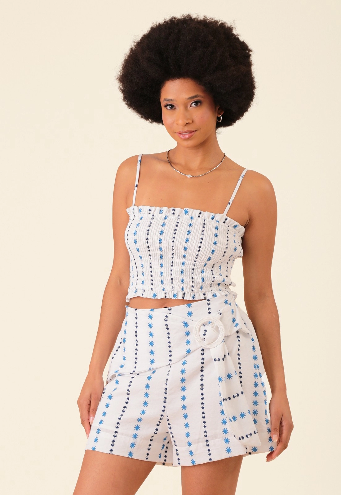 Top Cropped Em Algodão Lastex Estampado