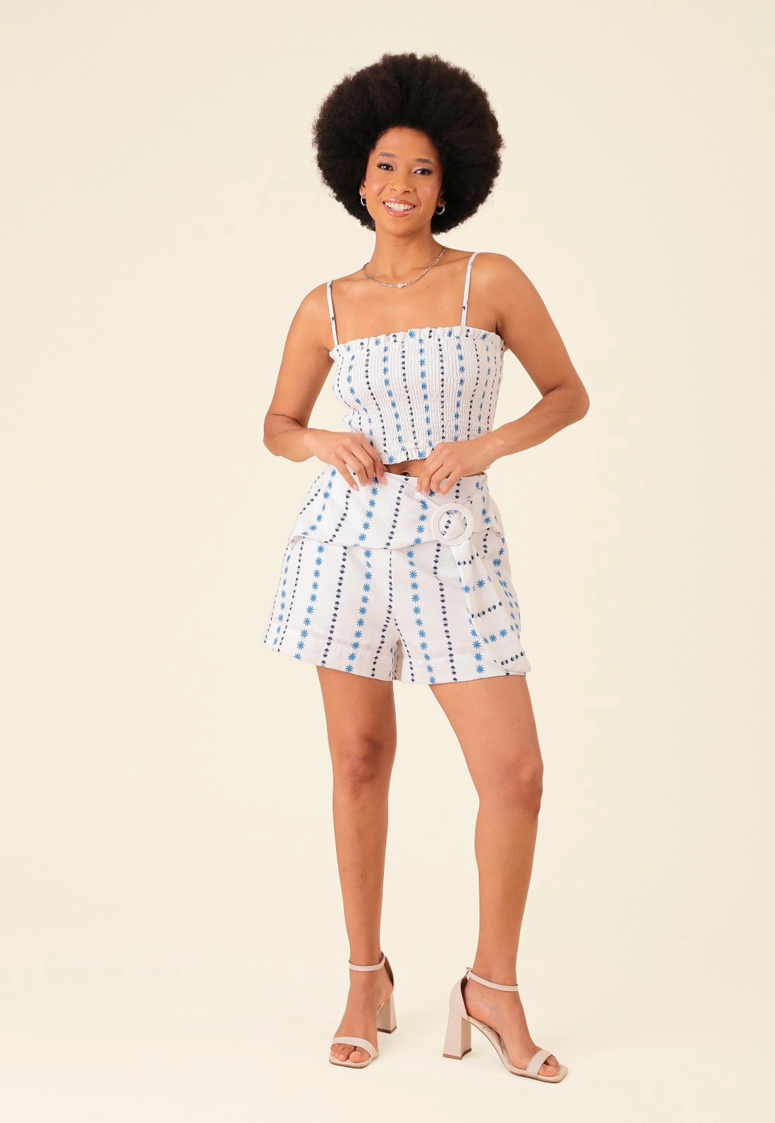 Top Cropped Em Algodão Lastex Estampado