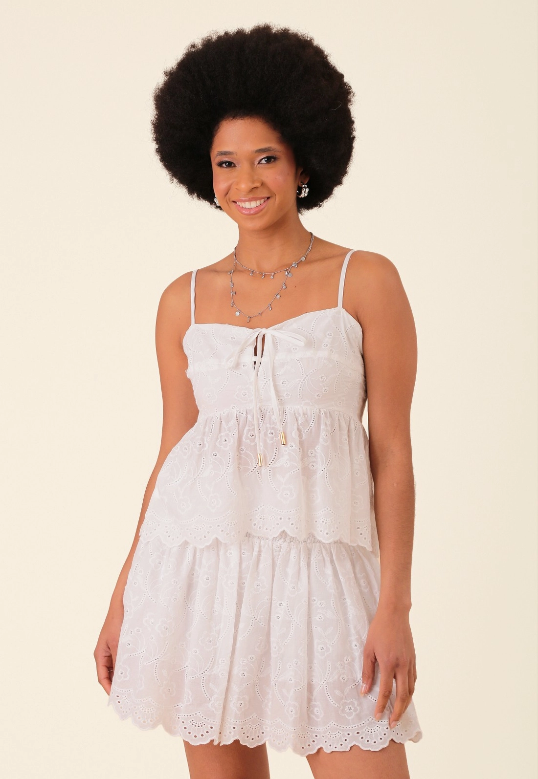 Blusa Peplum Alça Em Laise Com Babados