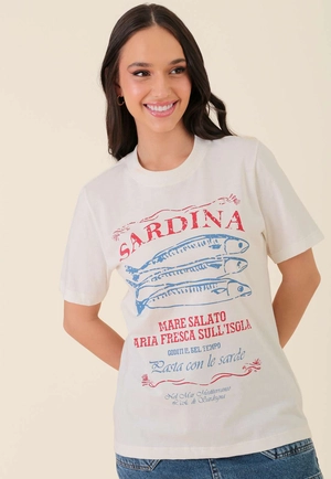 T-Shirt Over Em Meia Malha Sardinha
