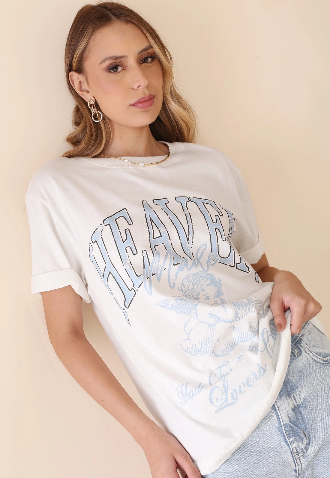 T-Shirt Em Algodão Manga Curta Heaven