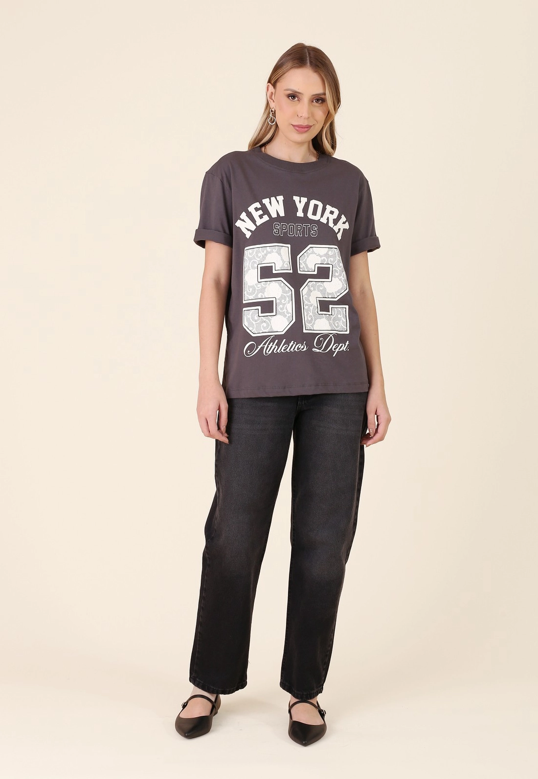 T-Shirt Em Algodão Manga Curta New York 52