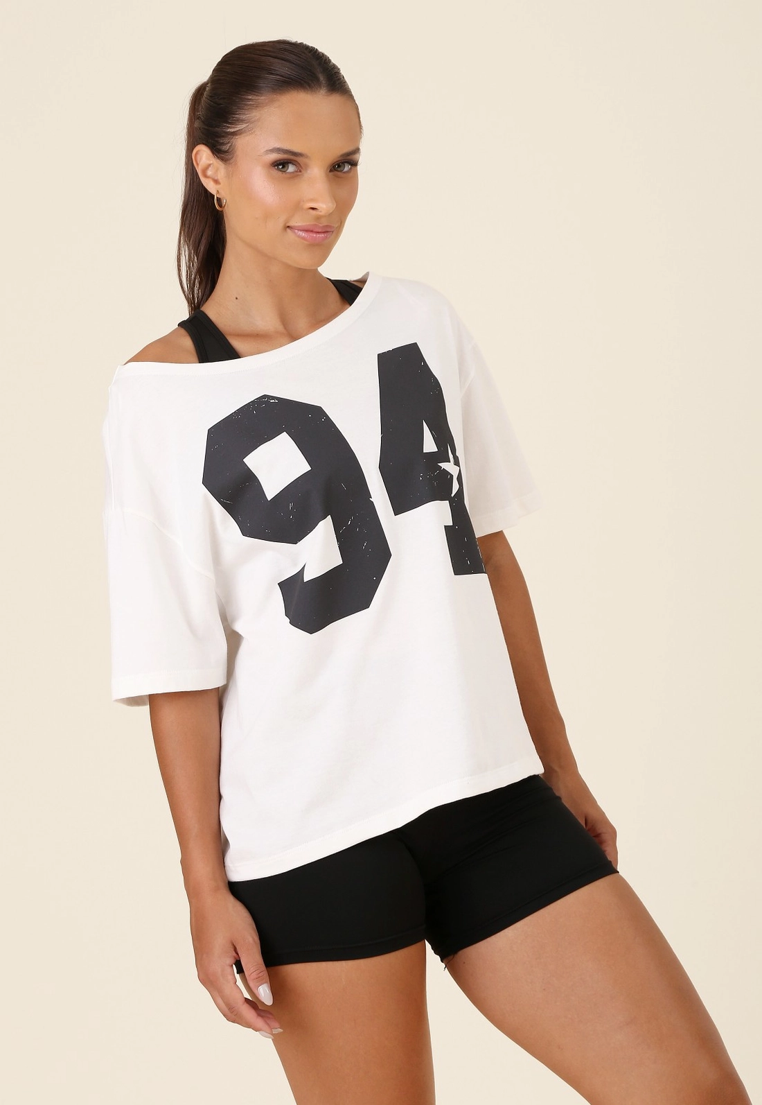 T-Shirt Em Algodão Decote Deslocado 94