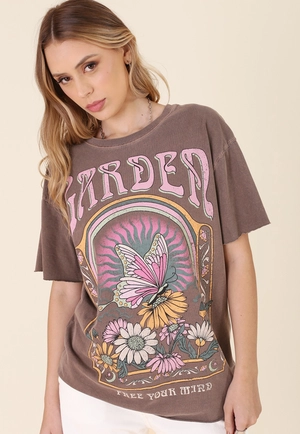 T-Shirt Em Malha Estonada Manga Curta Garden