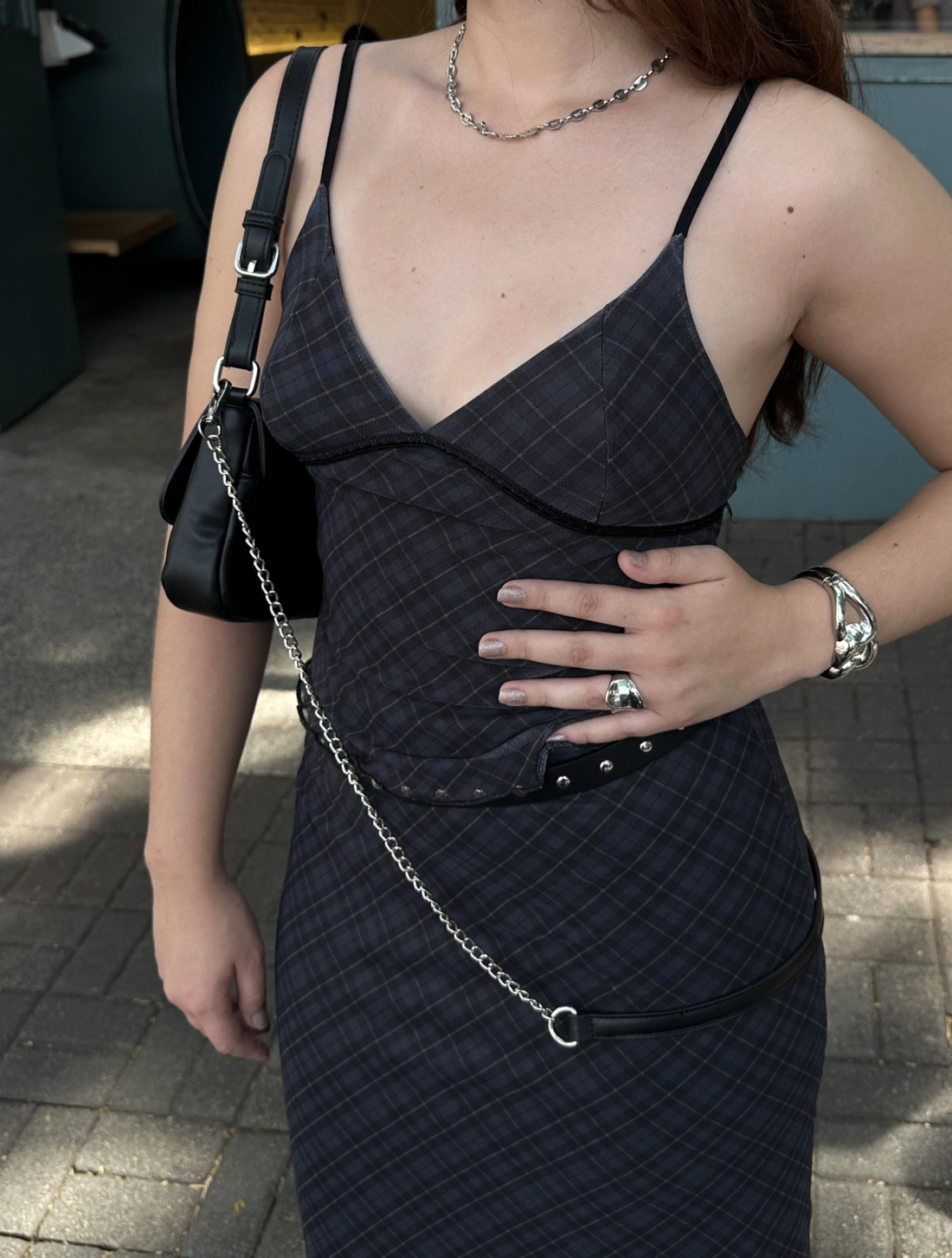 Blusa De Alça Em Tule Mini Xadrez