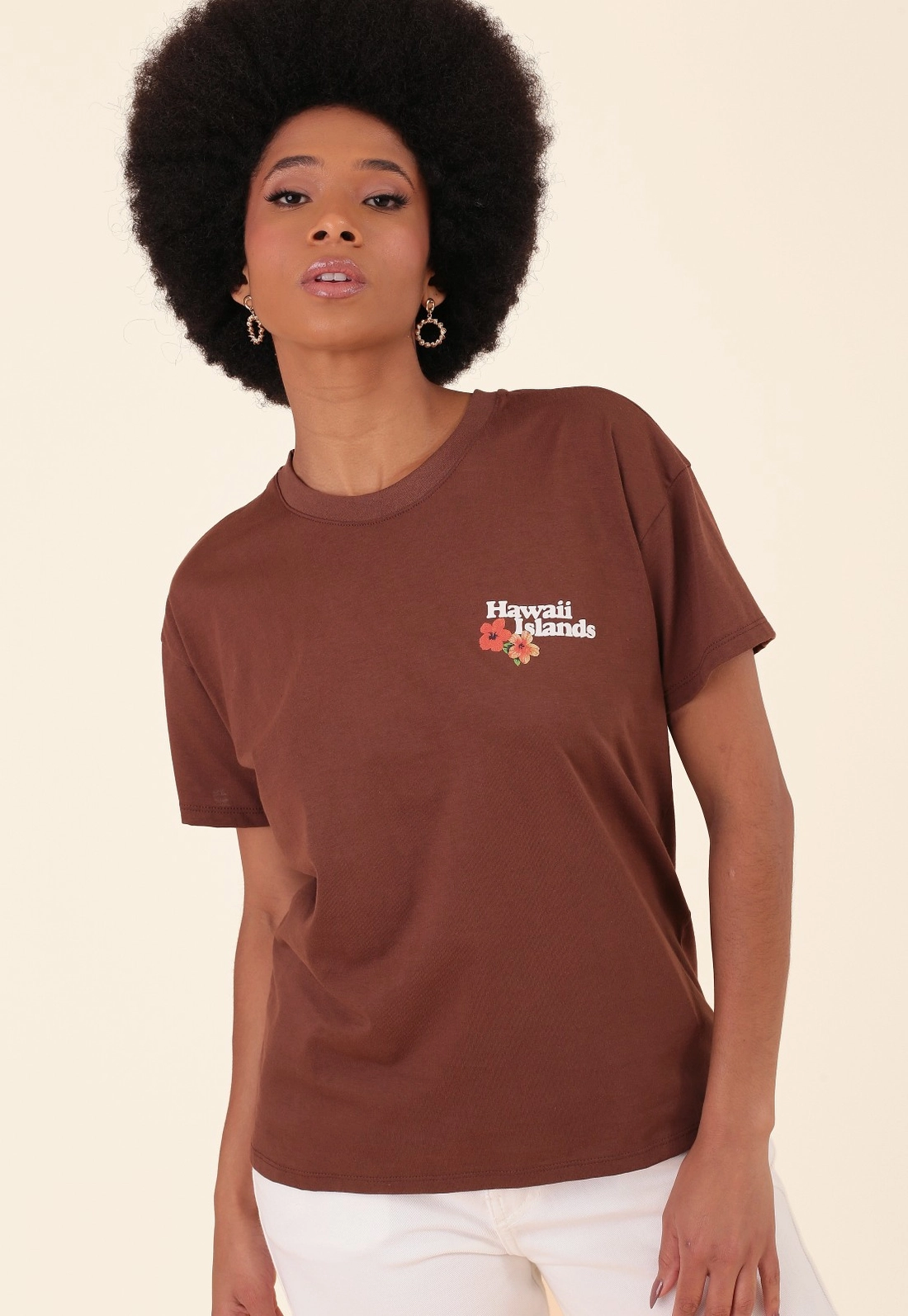 T-Shirt Em Algodão Manga Curta Havaí