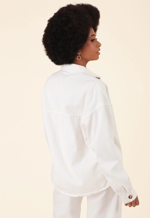 Camisa Overshirt Em Sarja Manga Longa