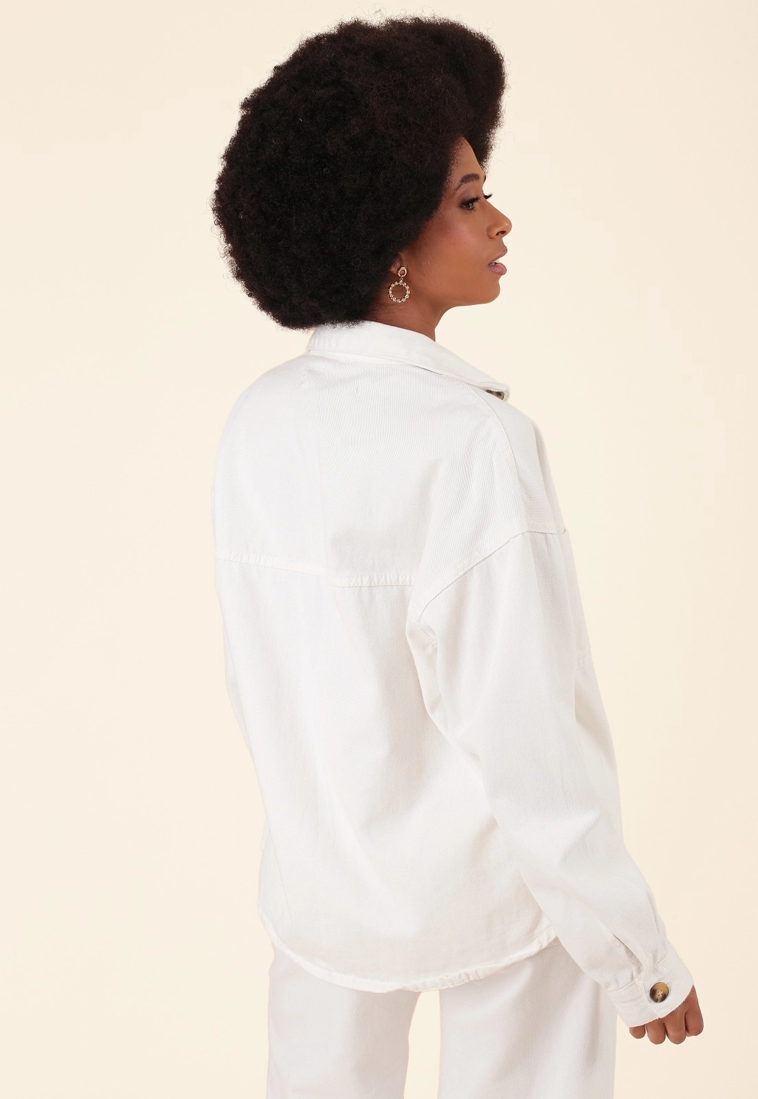 Camisa Overshirt Em Sarja Manga Longa