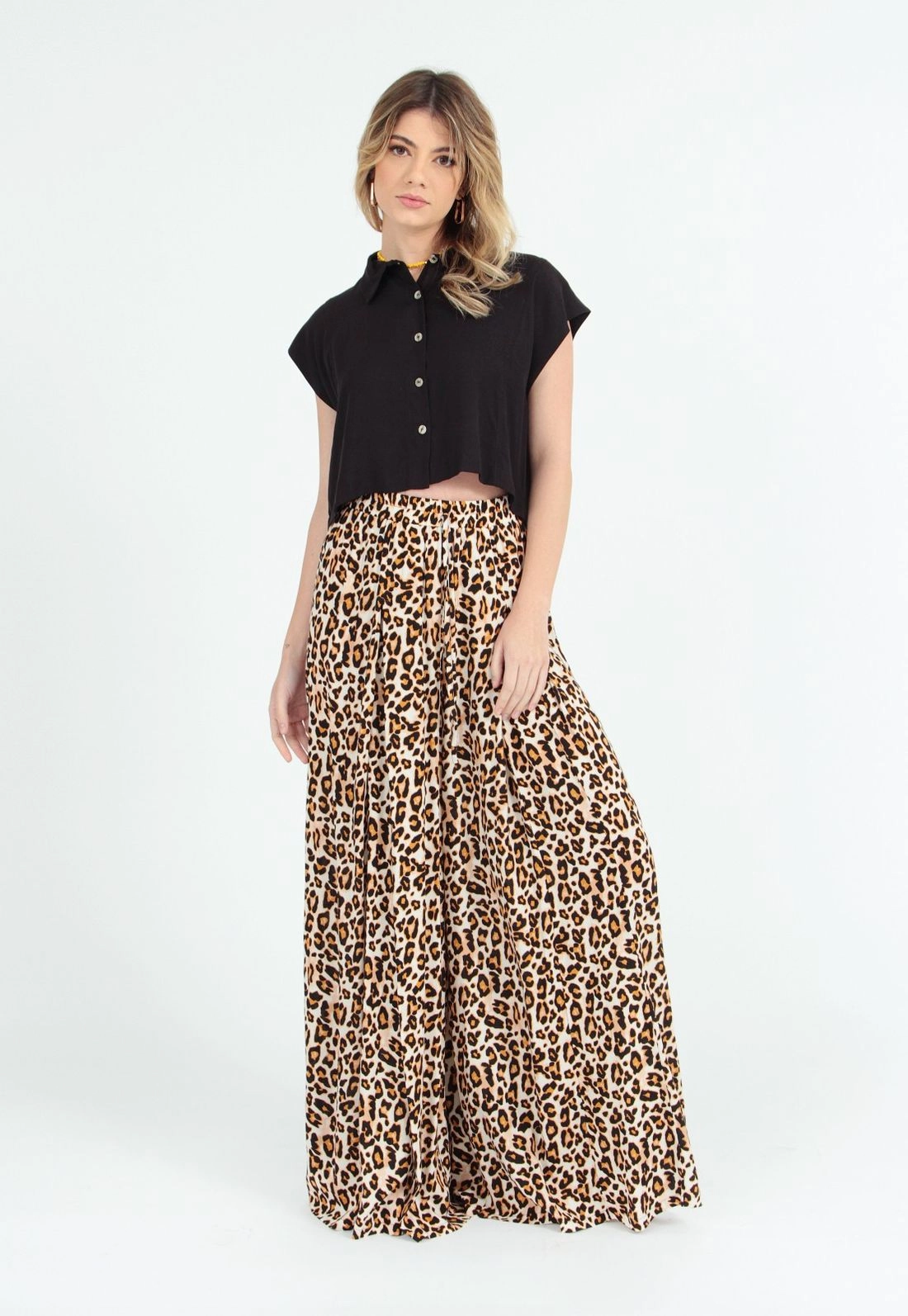 Calça Pantalona Animal Print