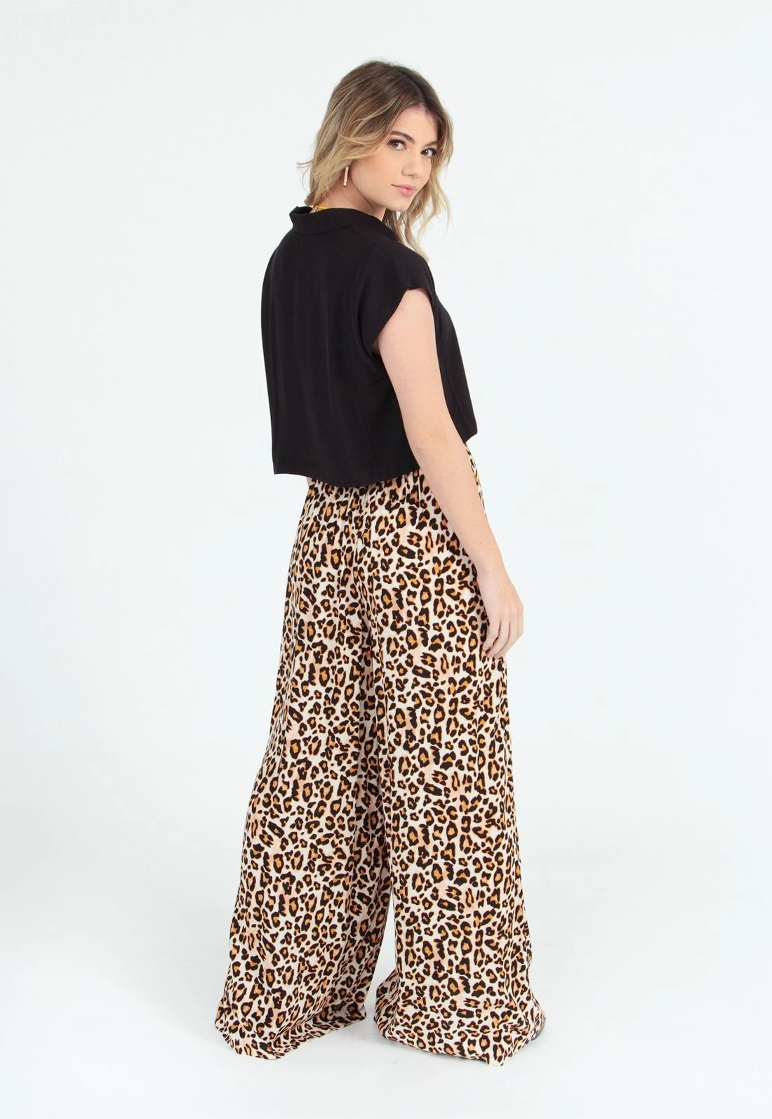 Calça Pantalona Animal Print