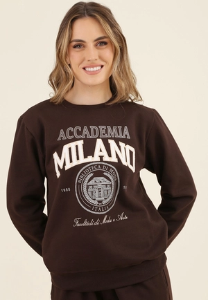 Blusa Moletom Manga Longa Com Aplique Milano
