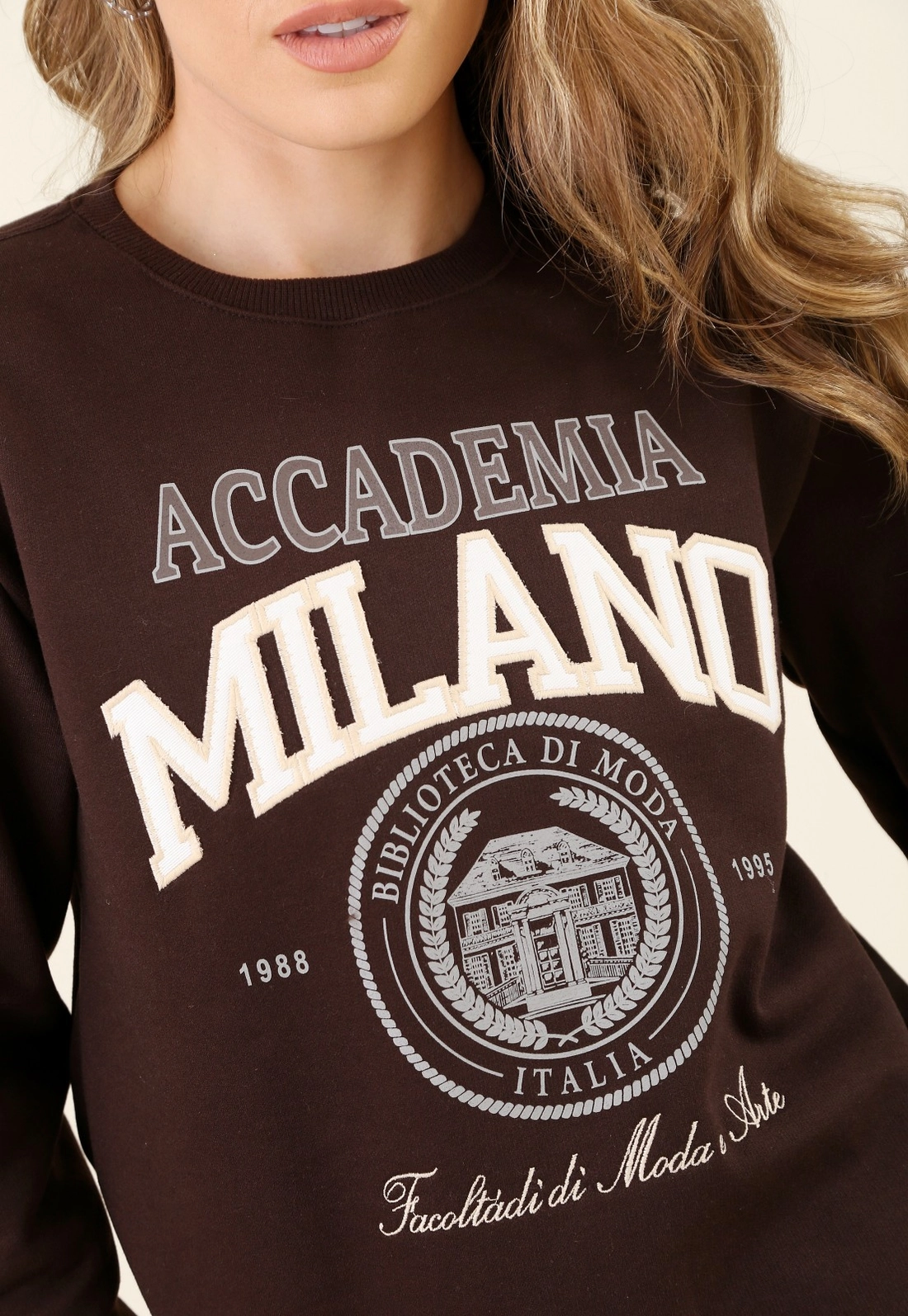 Blusa Moletom Manga Longa Com Aplique Milano