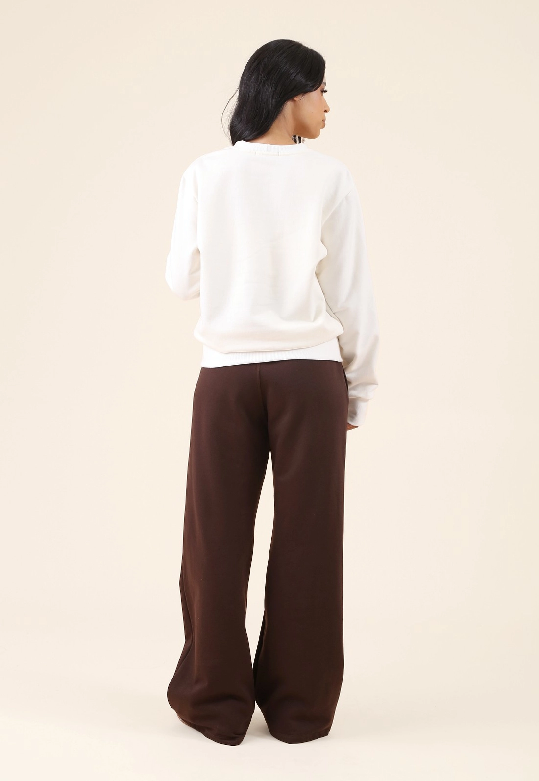 Calça Wide Leg Moletom Com Bolsos E Amarração No Cós