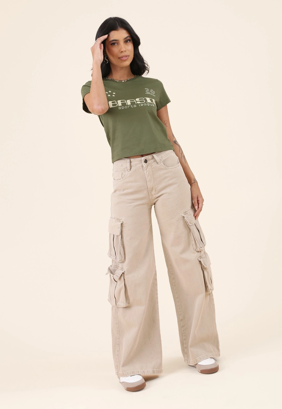 Blusa Manga Curta Com Silk Brasil Em Cotton