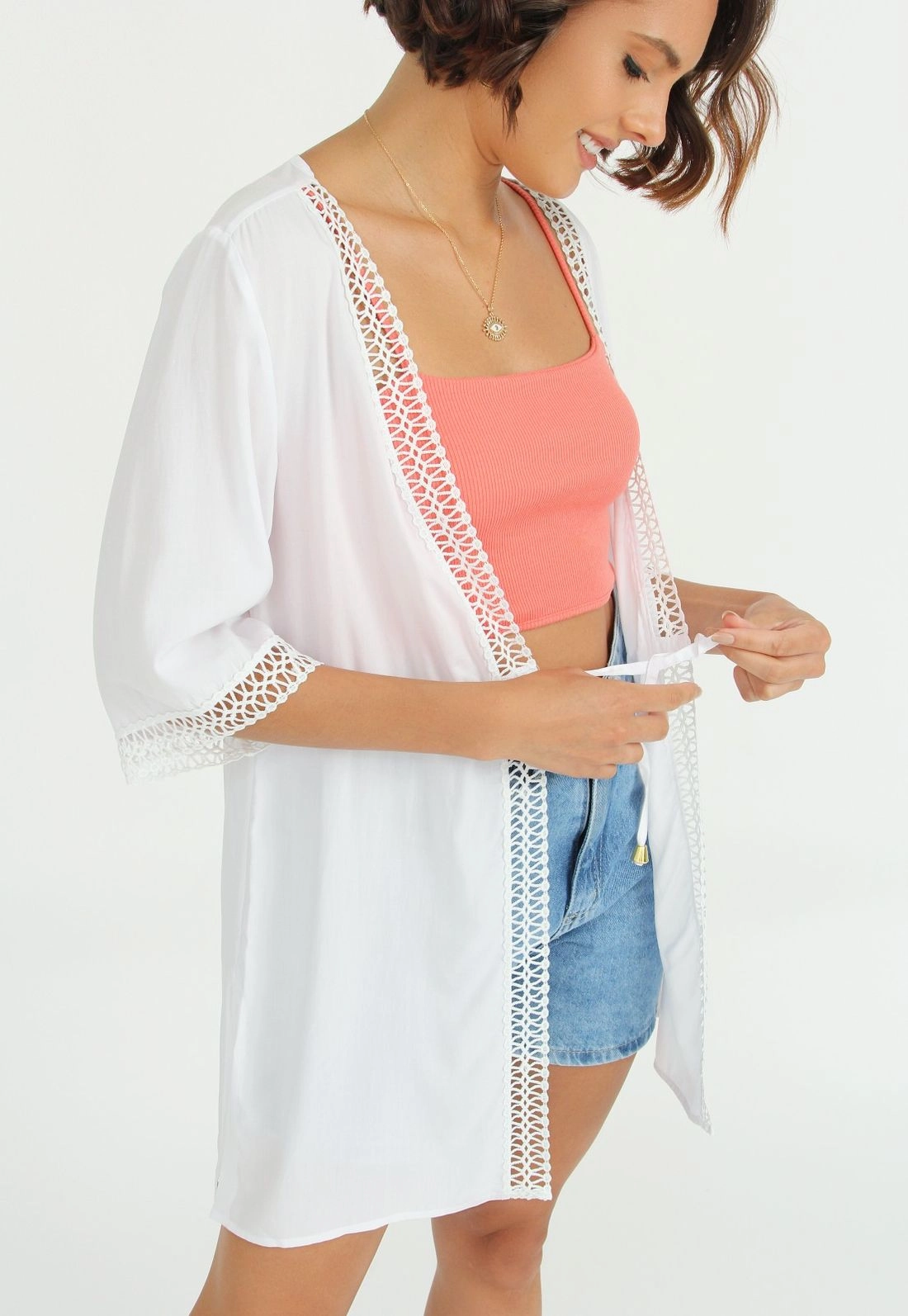 Kimono Viscose Manga Curta