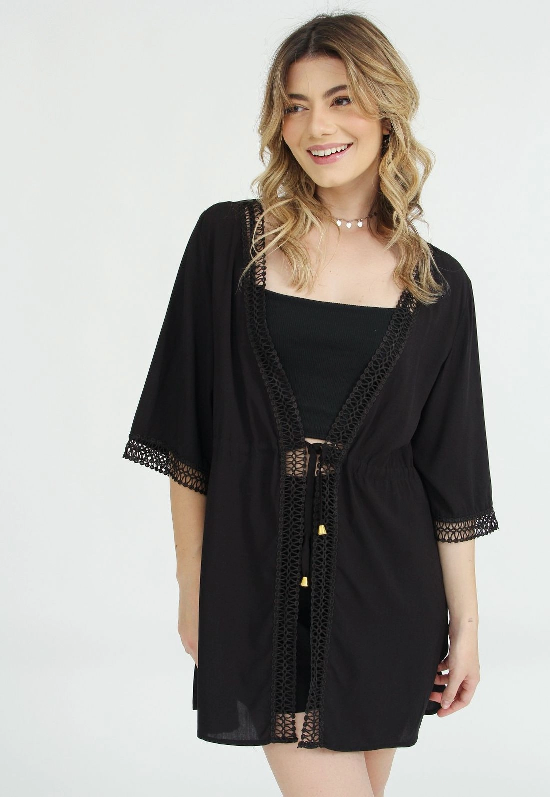 Kimono Viscose Manga Curta