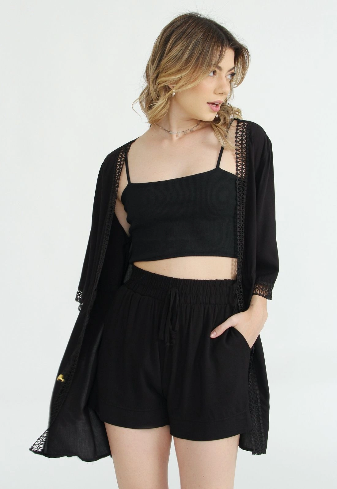 Kimono Viscose Manga Curta