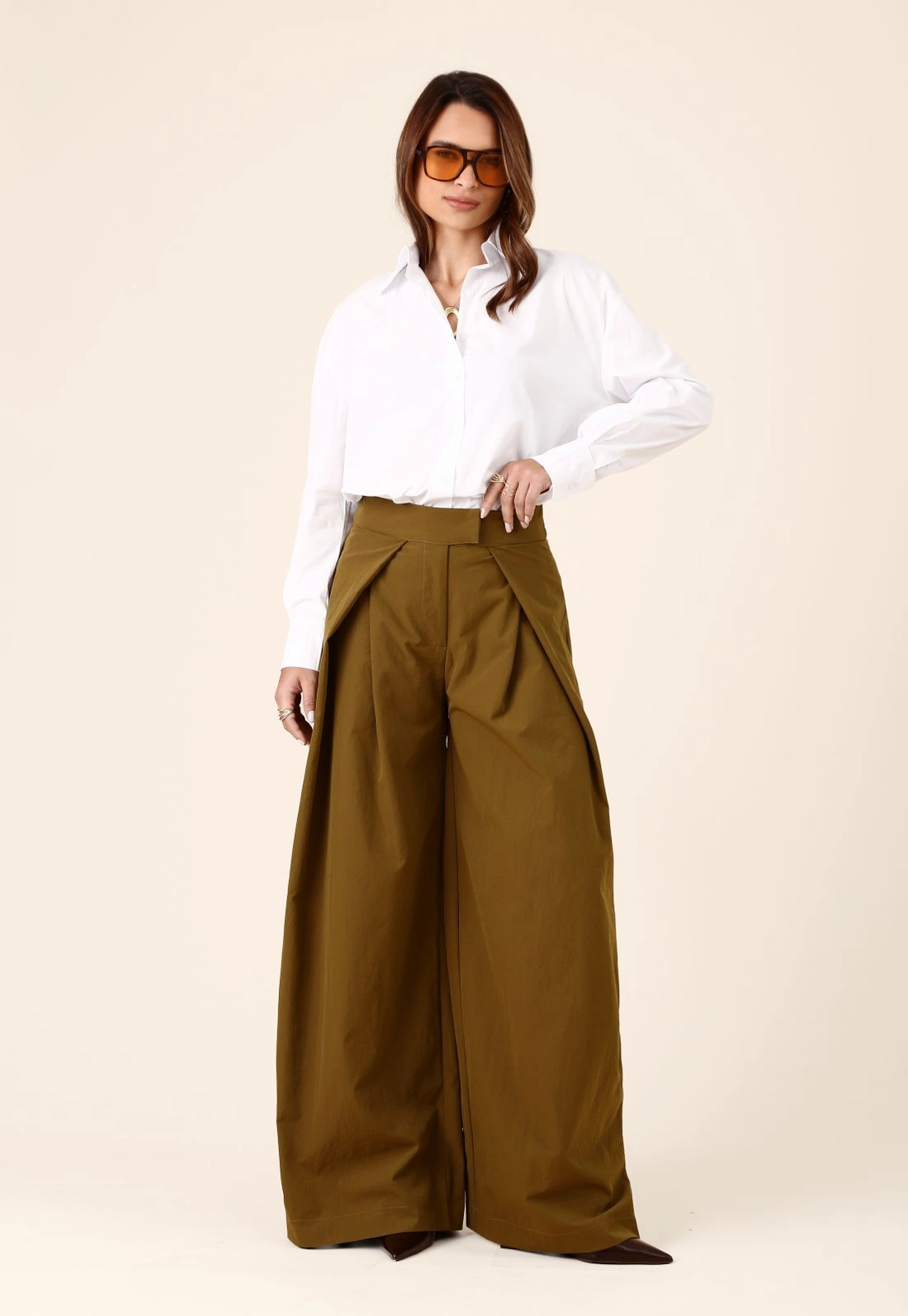 Camisa Oversized Manga Longa Em Tricoline