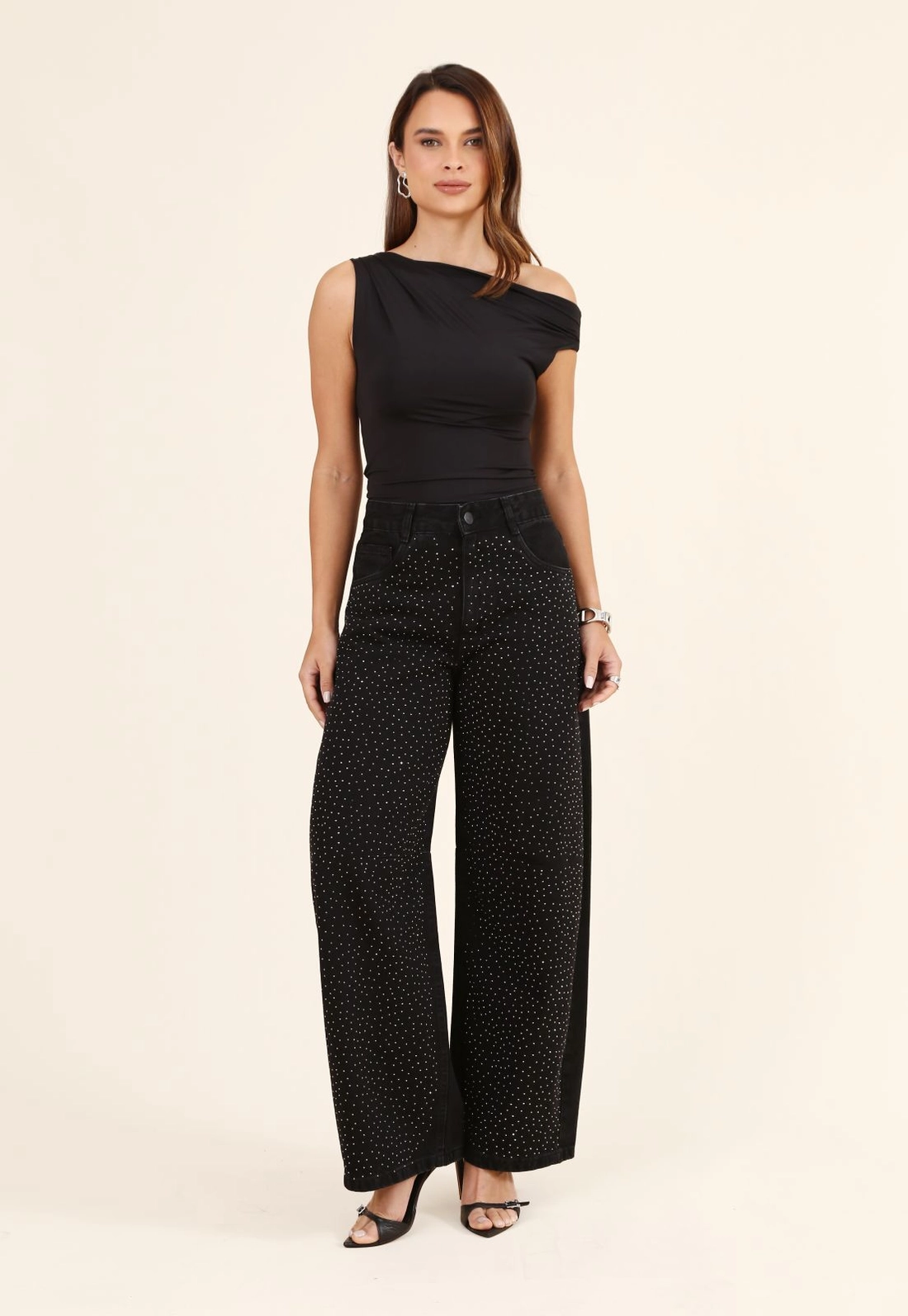 Calça Jeans Balloon Com Apliques