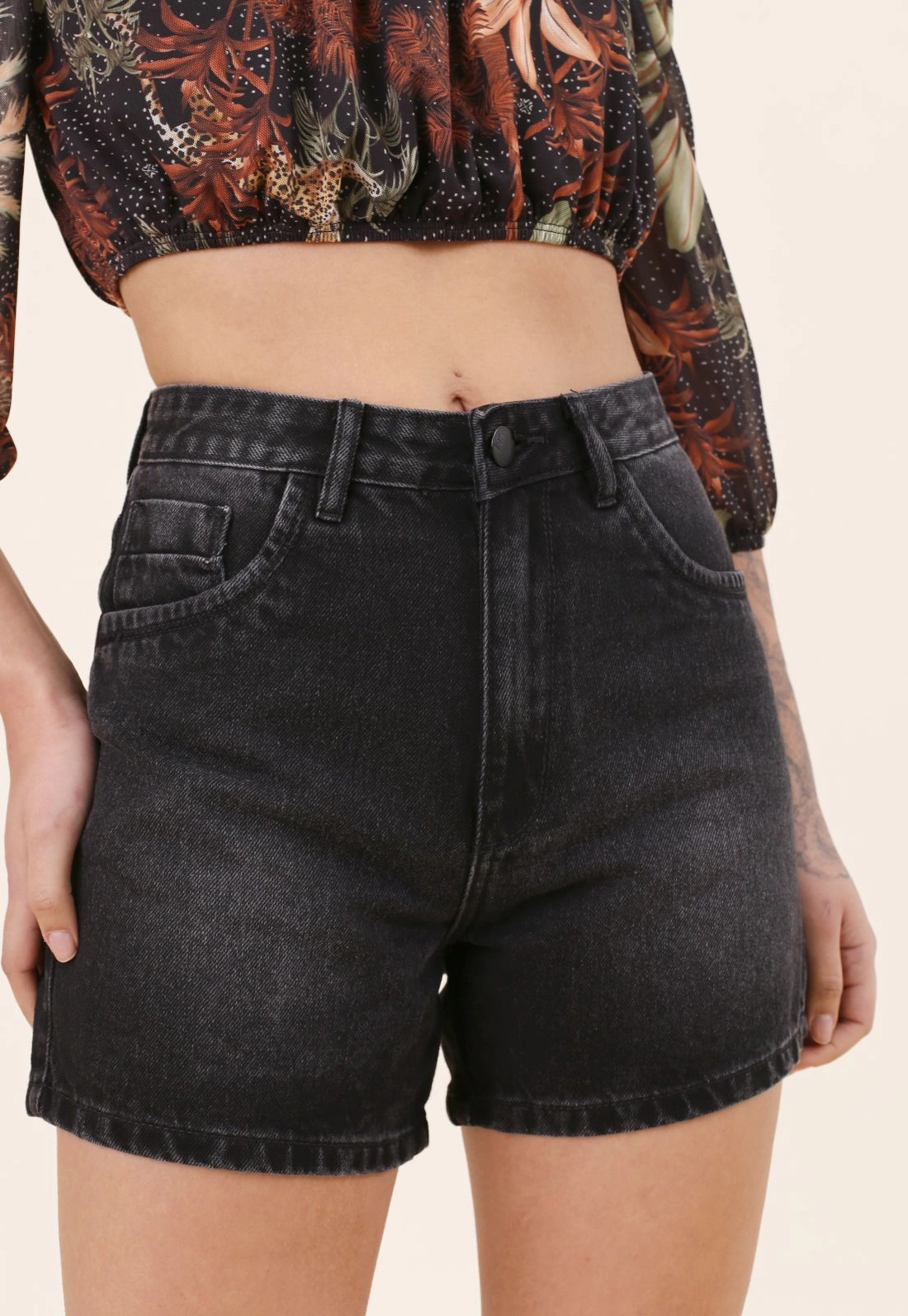 Shorts Jeans Cintura Alta