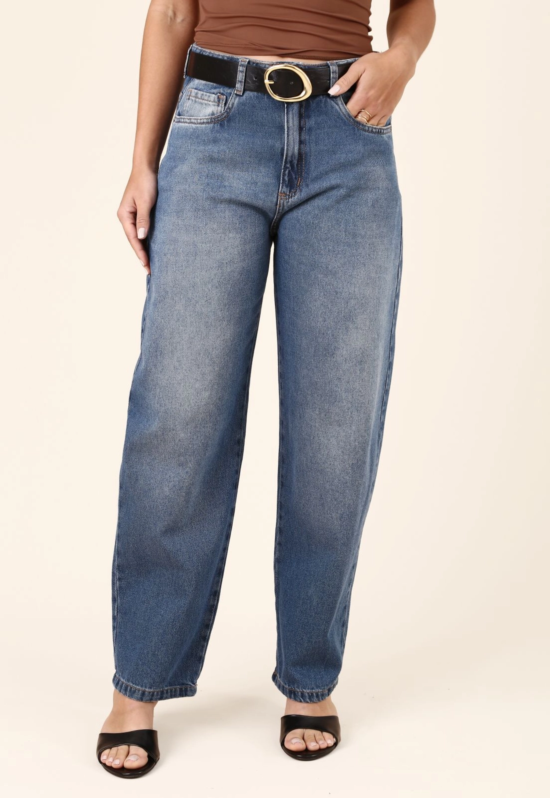 Calça Jeans Balloon Azul Médio