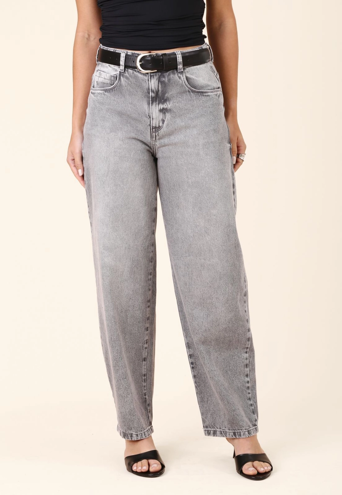 Calça Jeans Balloon Cinza