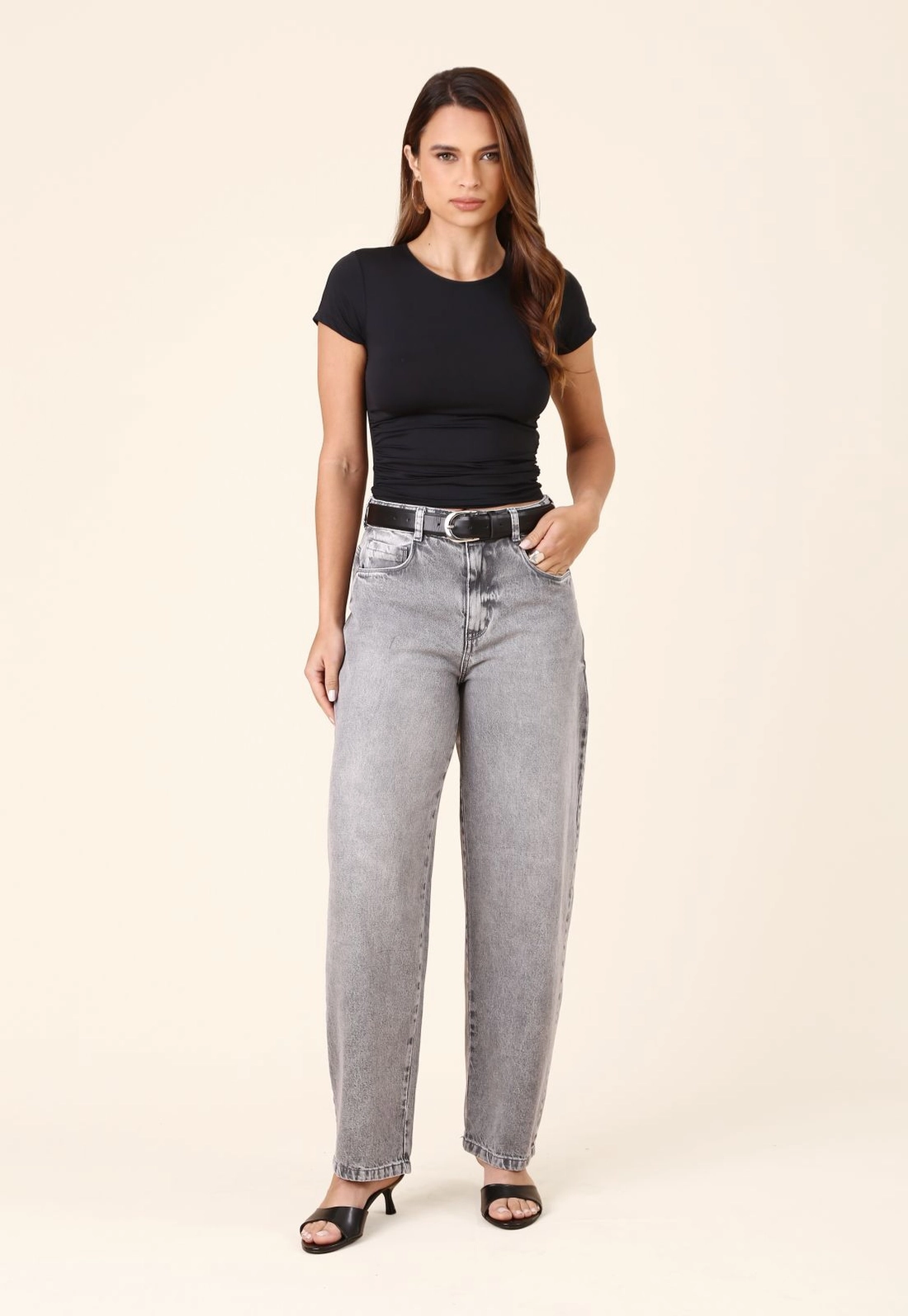 Calça Jeans Balloon Cinza