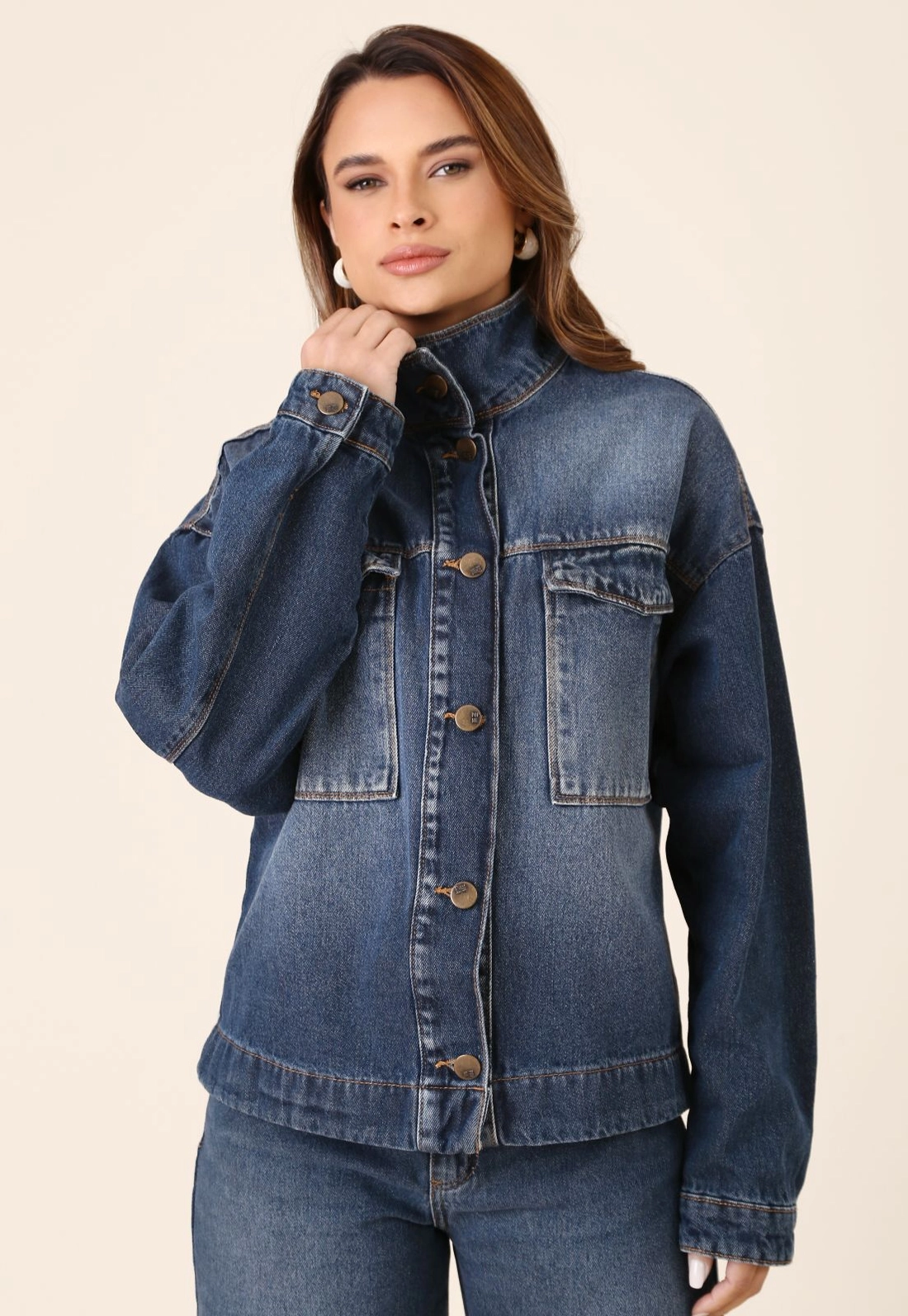 Jaqueta Jeans Gola Alta