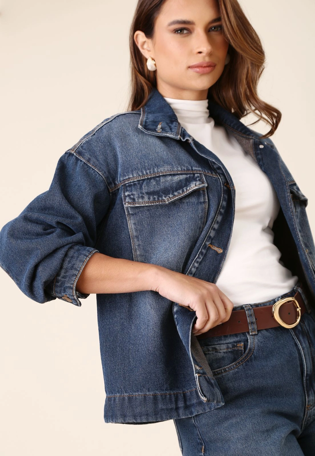 Jaqueta Jeans Gola Alta