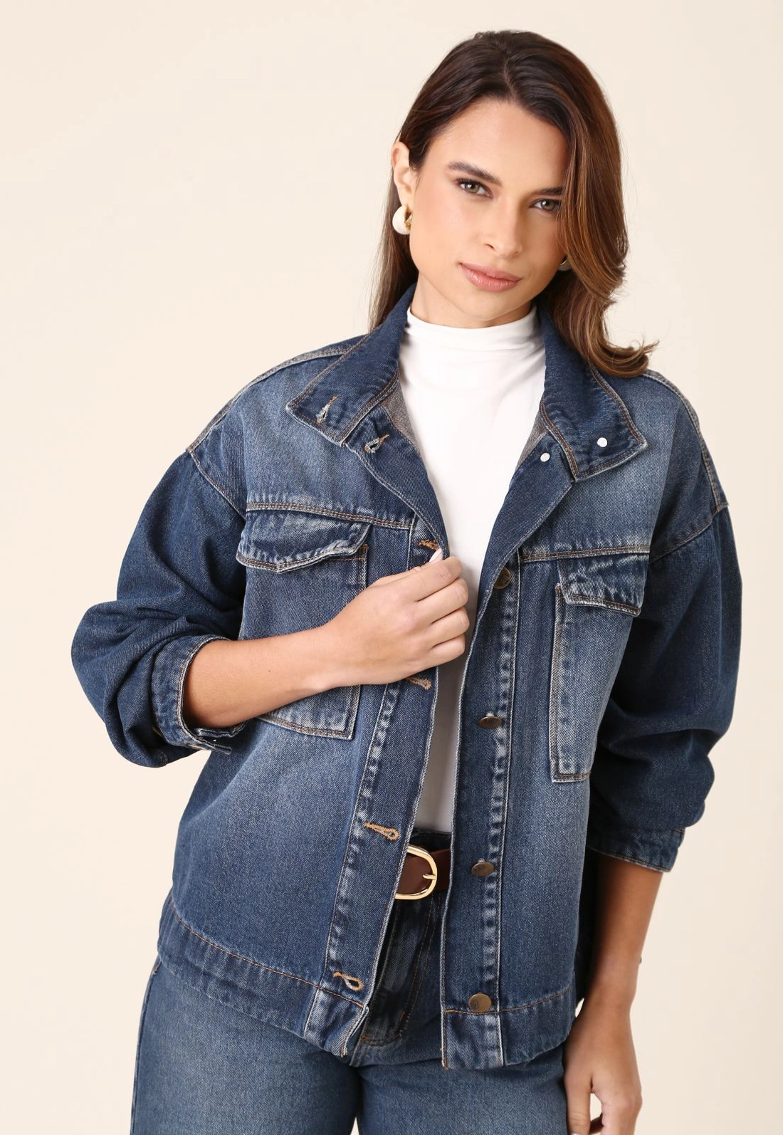 Jaqueta Jeans Gola Alta