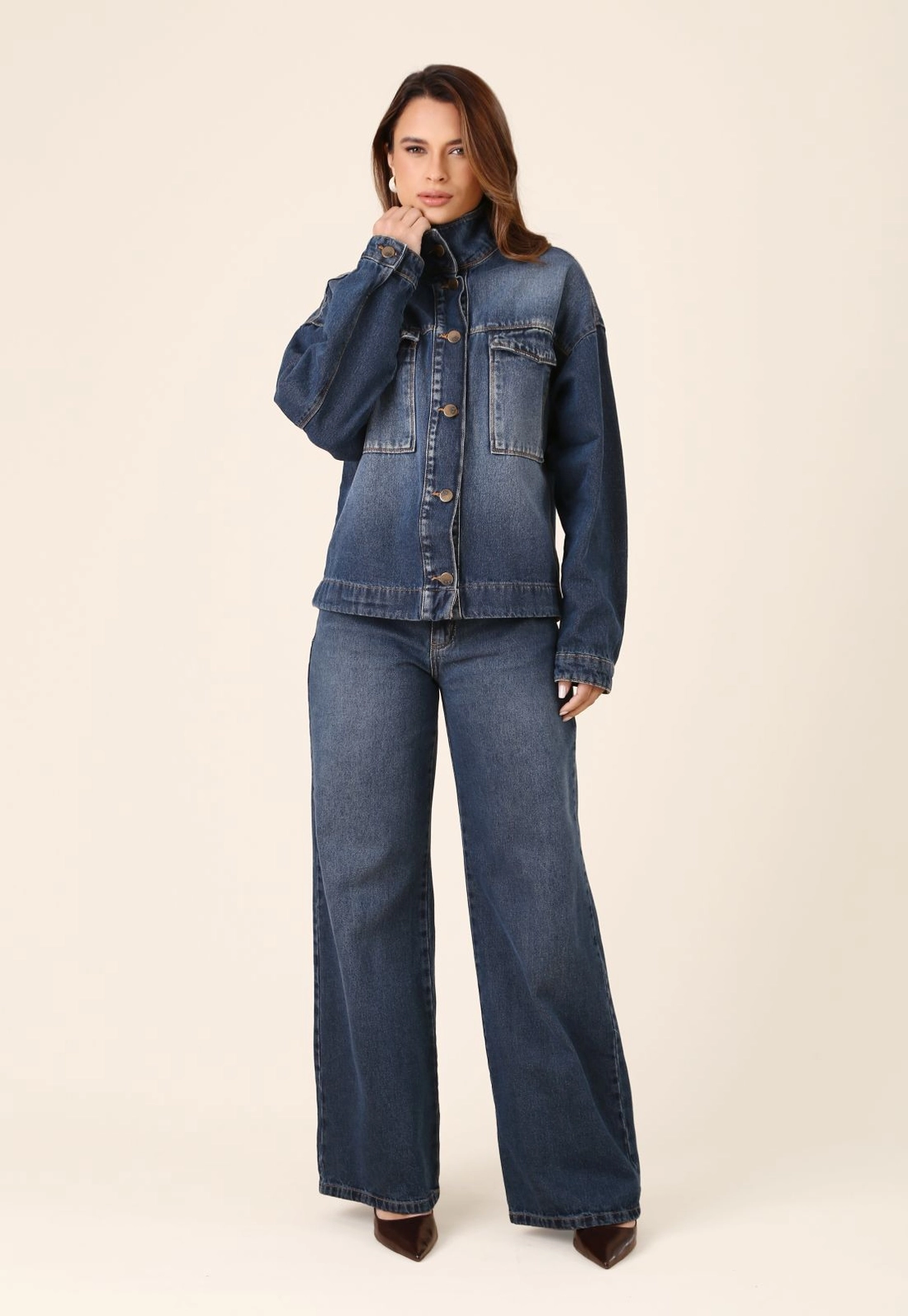 Jaqueta Jeans Gola Alta