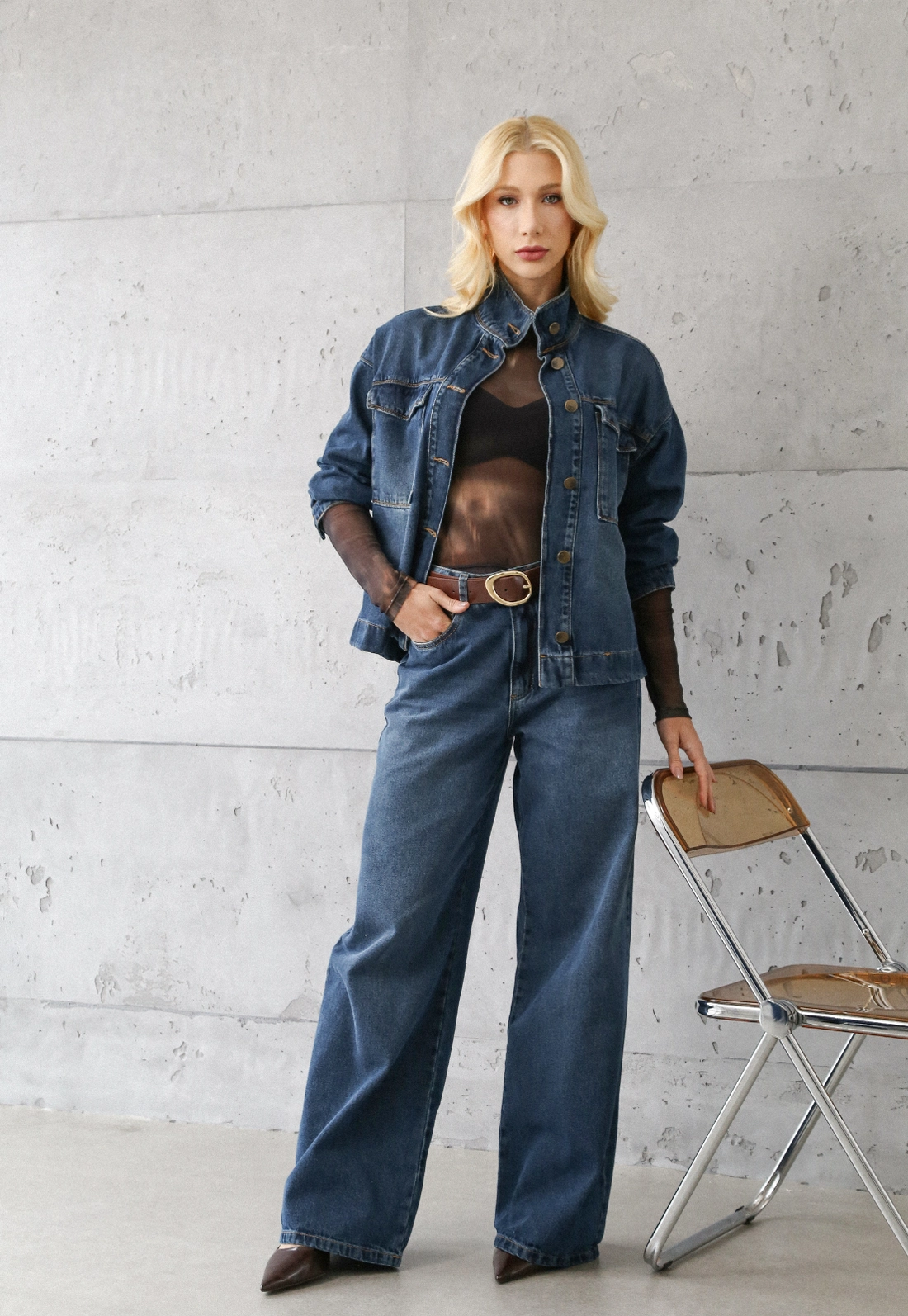 Calça Jeans Wide Leg Cintura Alta
