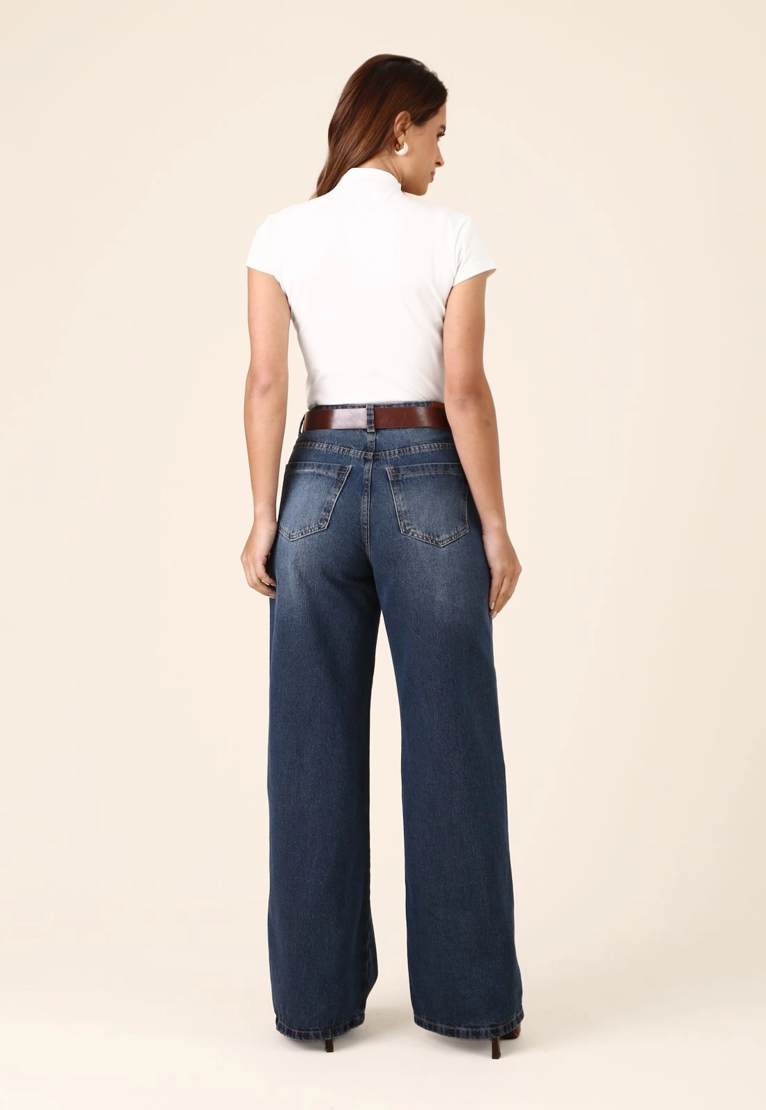 Calça Jeans Wide Leg Cintura Alta