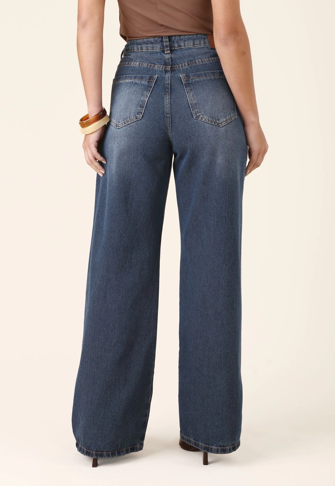 Calça Jeans Wide Leg Cintura Alta