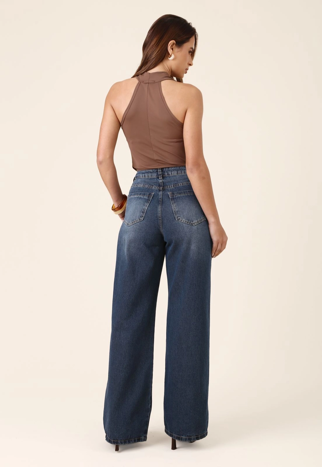 Calça Jeans Wide Leg Cintura Alta