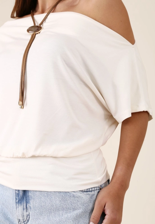 Blusa Manga Curta Assimétrica Em Viscolycra