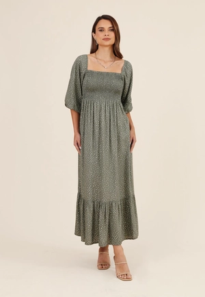 Vestido Midi Poá Com Elastex No Busto
