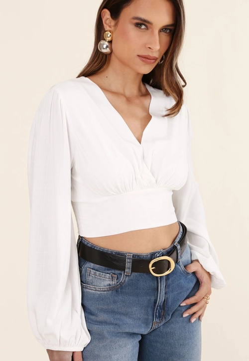 Cropped Manga Longa Transpassado