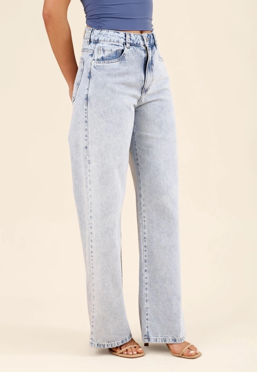 Calça Jeans Wide Leg Cintura Alta