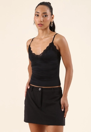 Blusa De Alça Com Renda Em Poliamida