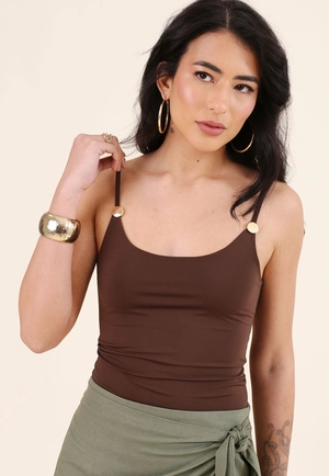 Blusa De Alça Com Metal Em Poliamida