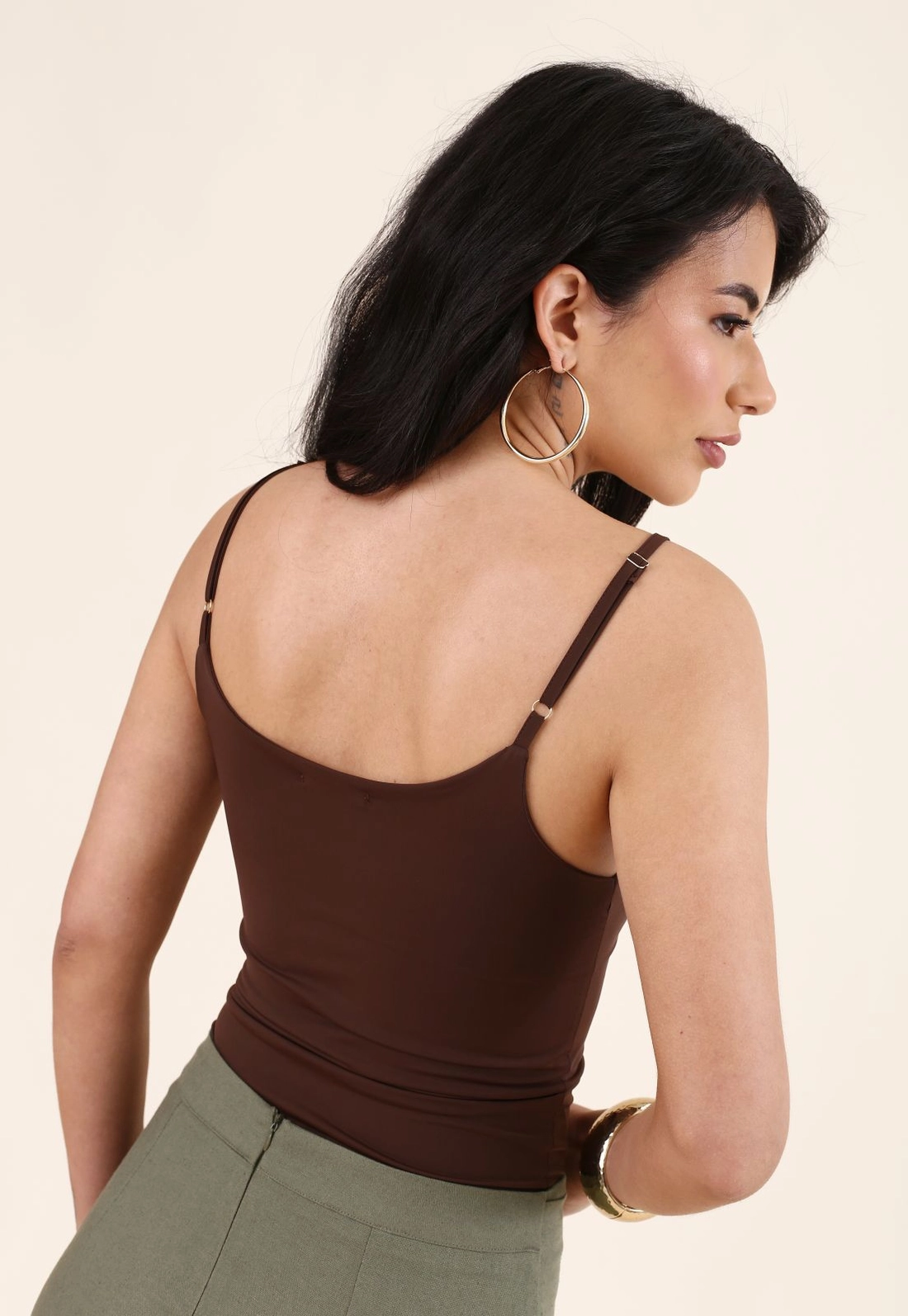 Blusa De Alça Com Metal Em Poliamida