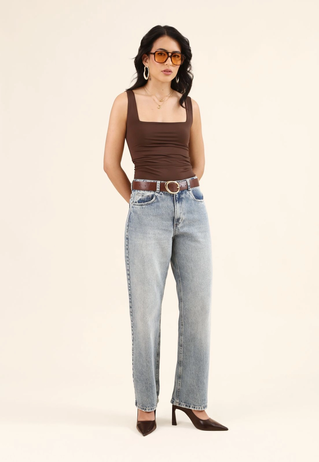 Blusa Com Decote Quadrado E Lateral Franzida