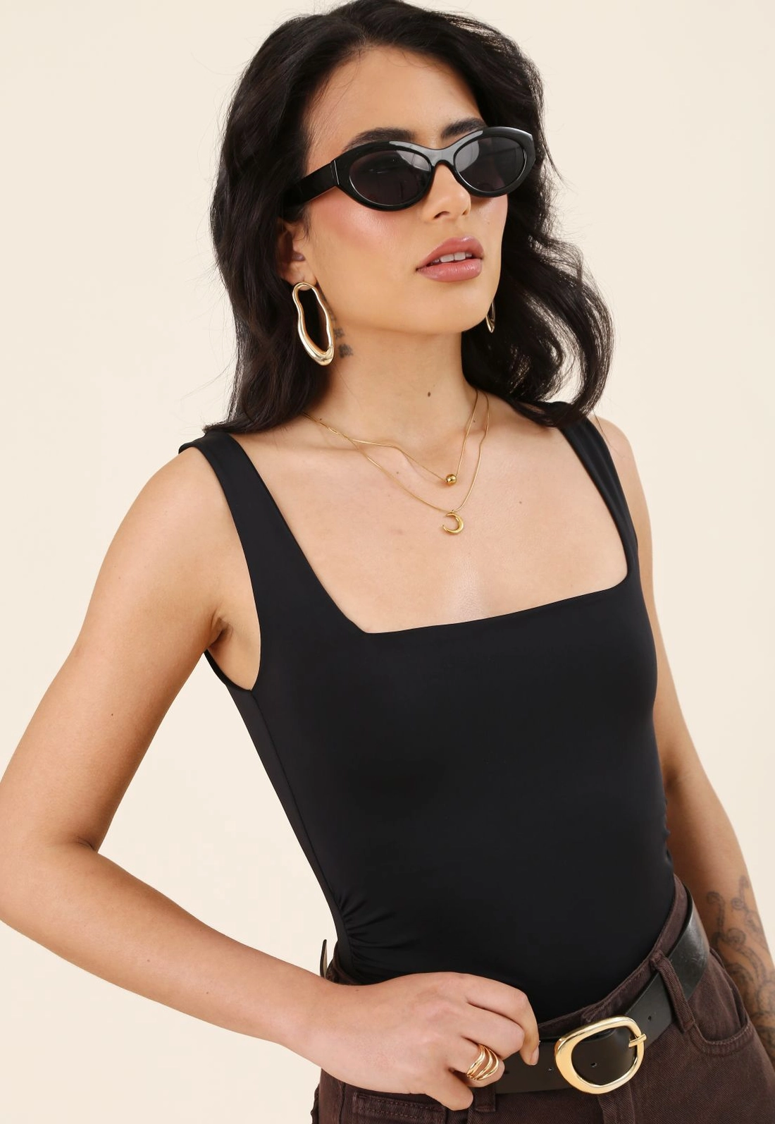 Blusa Com Decote Quadrado E Lateral Franzida