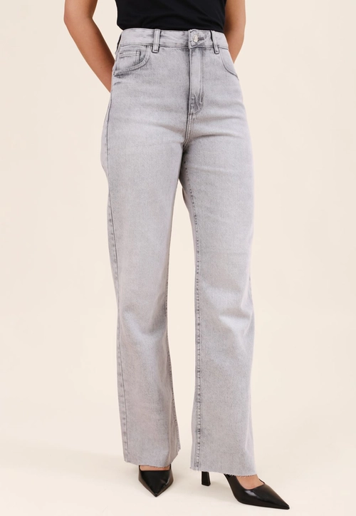Calça Jeans Reta Cinza