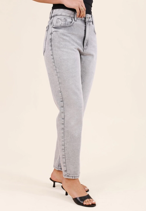 Calça Jeans Mom Cinza
